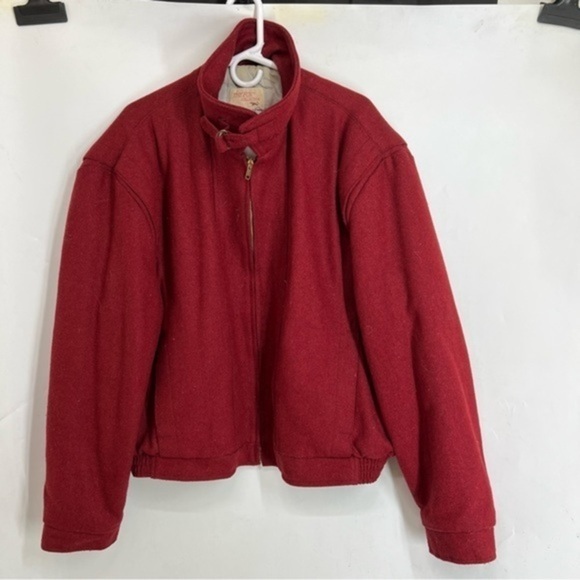 Vintage The Fox Collection wool blend bomber red mens size XL - Picture 1 of 10